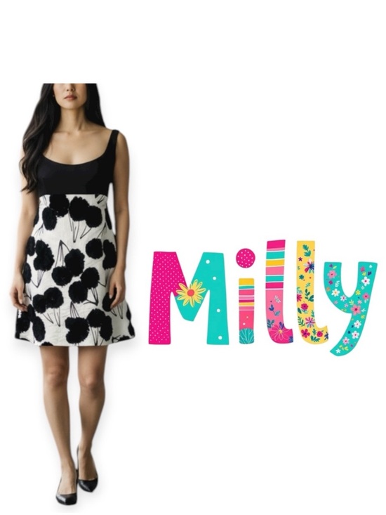 Milly Dresses & Skirts - Milly black and white retro baby doll cocktail dress size 4